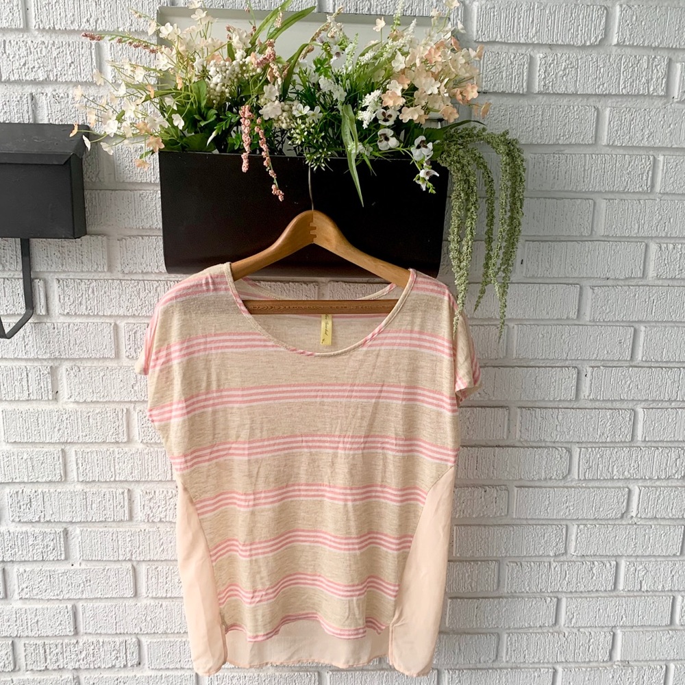 Francesca Bee Stitches Cream & Pink Striped Blouse